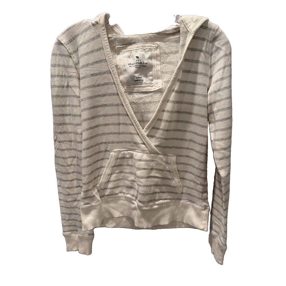 Vintage Abercrombie & Fitch Y2K Juniors XL Babydoll Hoodie V Neck Slim Pullover
